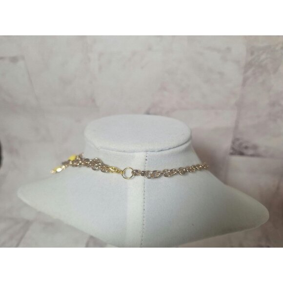 Etc! Yellow Statement Bib Necklace and Plastic Earrings Set with Large Rhineston - Picture 10 of 10